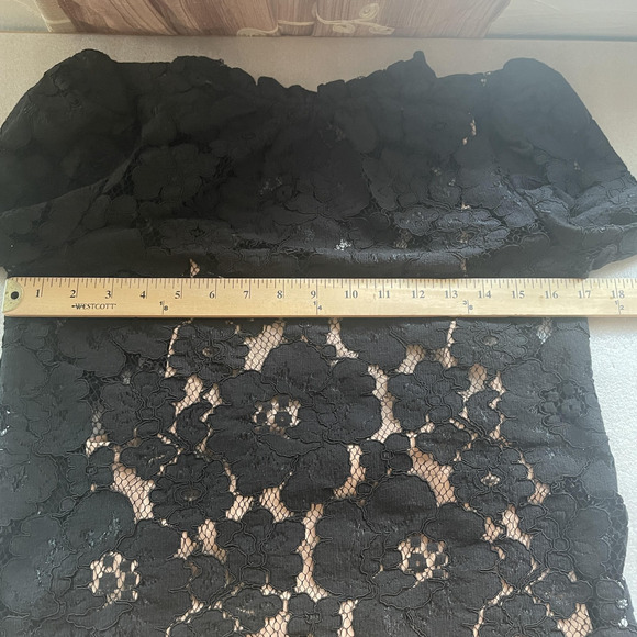 WAYF Lace Blouse Womens Small Black Floral Sheer Attached Tan Cami Mock Neck Top - Picture 5 of 9